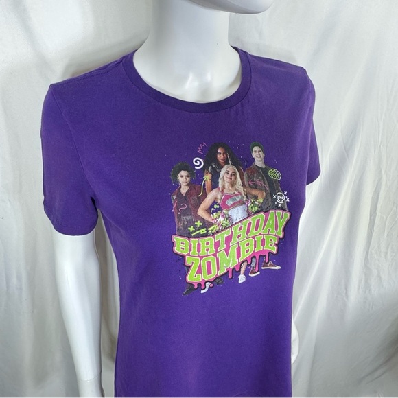 Disney Zombies Birthday Group Girls Short Sleeve Purple Tee - Picture 2 of 6